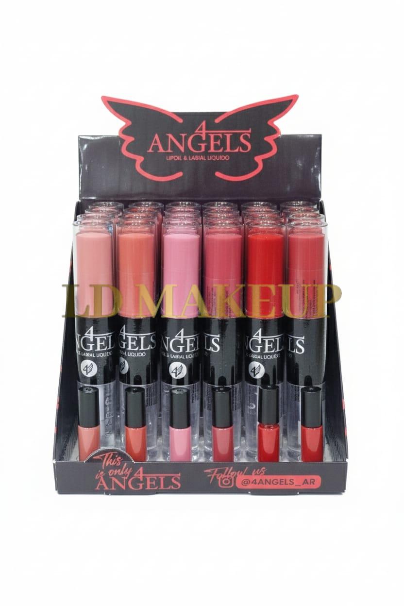 Lip oil + Labial liquido matte 4 Angels Ar1067