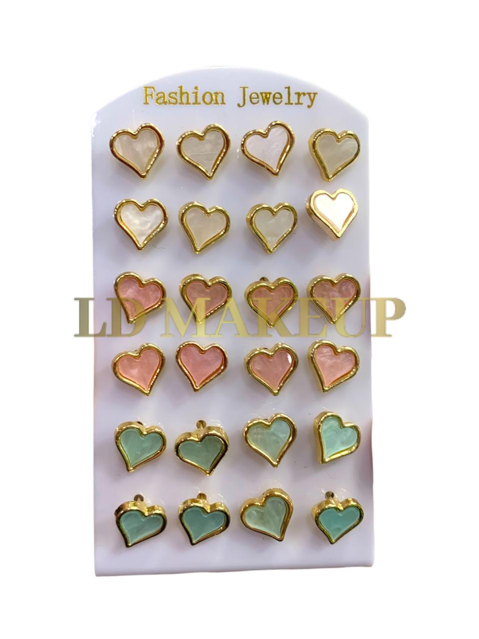 Aros Corazón Dorados blister x 12 pares