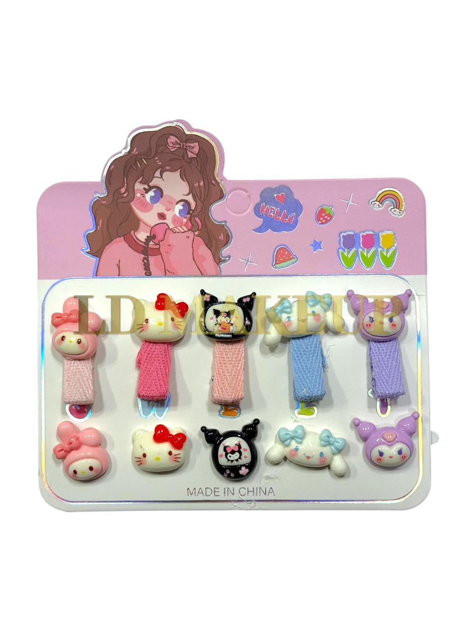 Set de trabitas y coleros Kitty/Kuromi POR MAYOR 8845