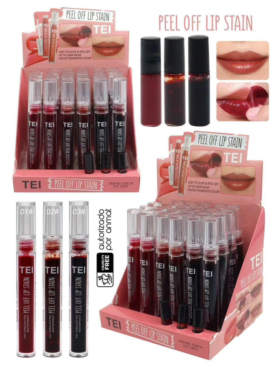 Tinta para labios peel off stain Tei POR MAYOR 8134