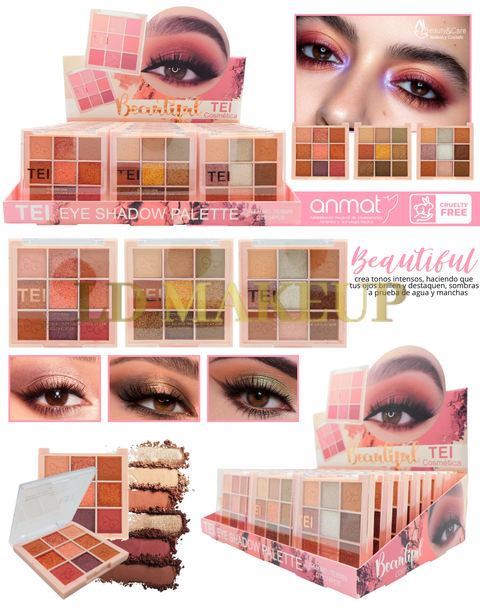 Paleta de sombra de 9 tonos Beautiful Tei POR MAYOR 8089