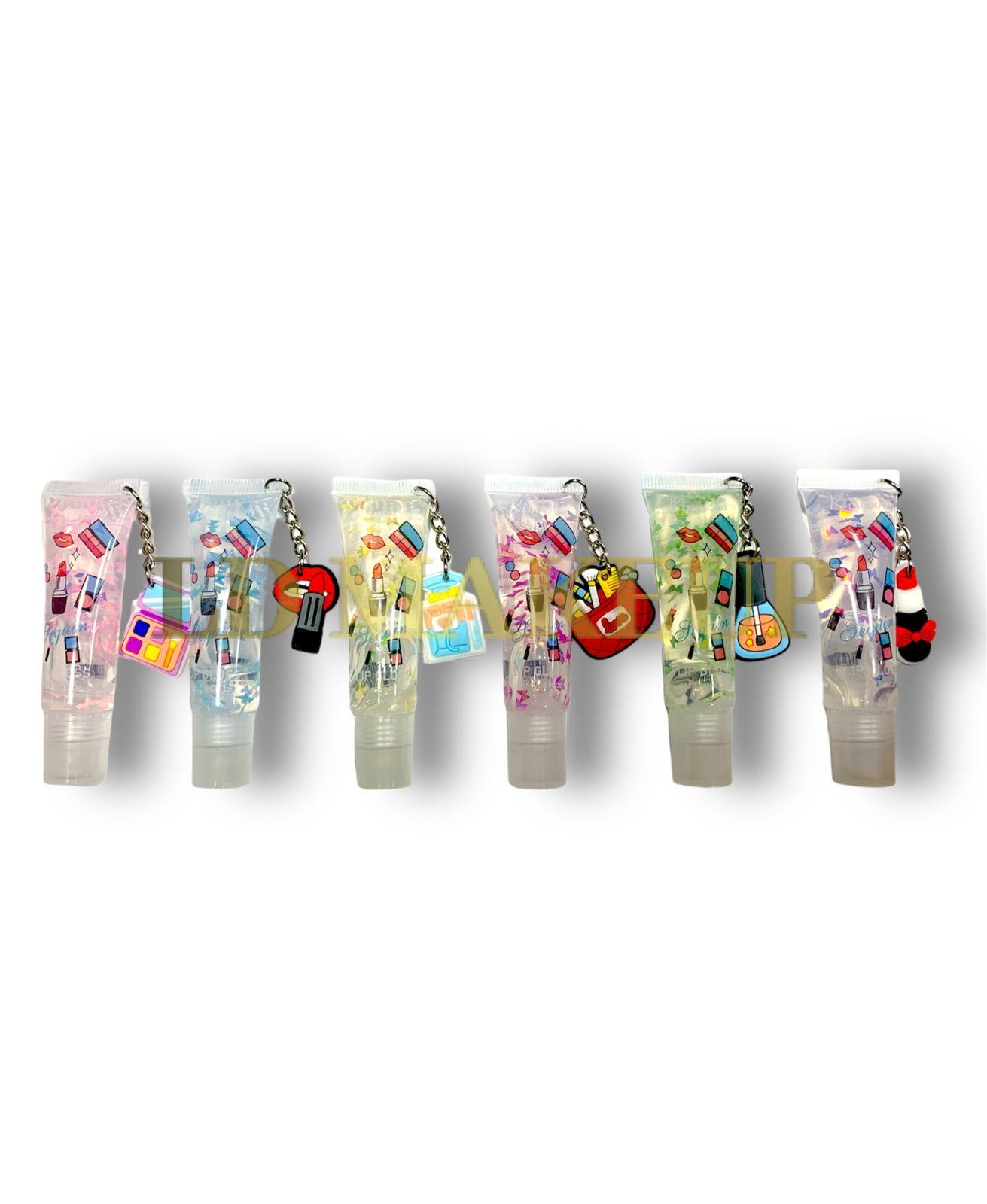 Glosses transparentes c/glitter+llavero Rimocoo POR MAYOR